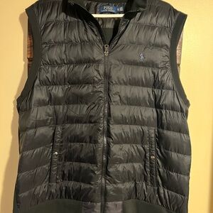Polo Ralph Lauren Quilted Puffer Fleece Back Vest Black Men’s Size XL Full Zip